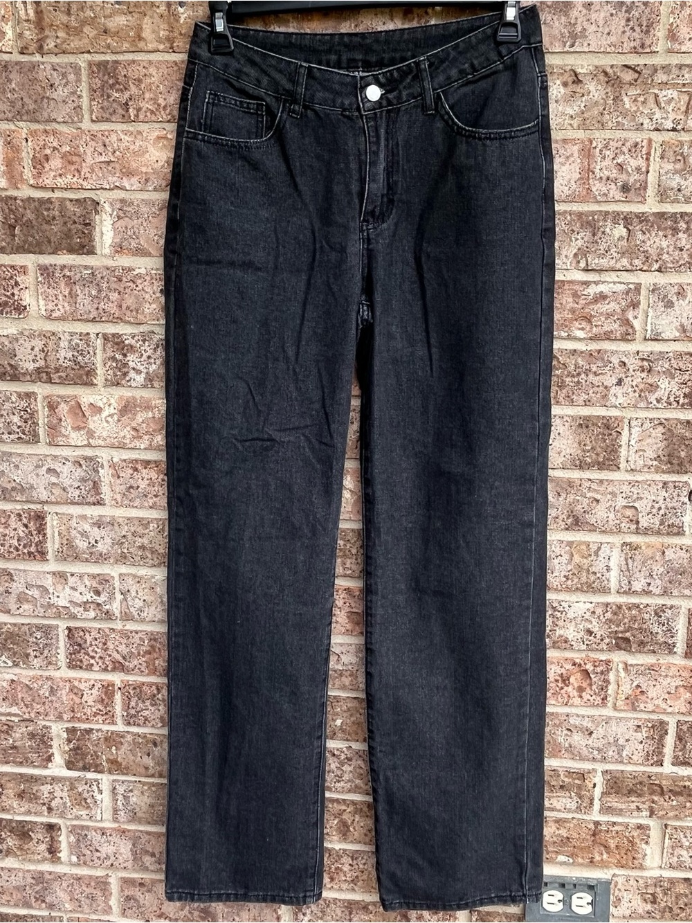 Black Wide Leg Jeans Women’s Tall Medium Dark Wash Y2K Streetwear Denim Pants